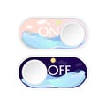 Buttons on and off, day and night. Royalty Free Stock Photo